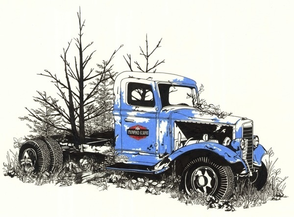 Work Stories #truck #rust #illustration #vintage #trees