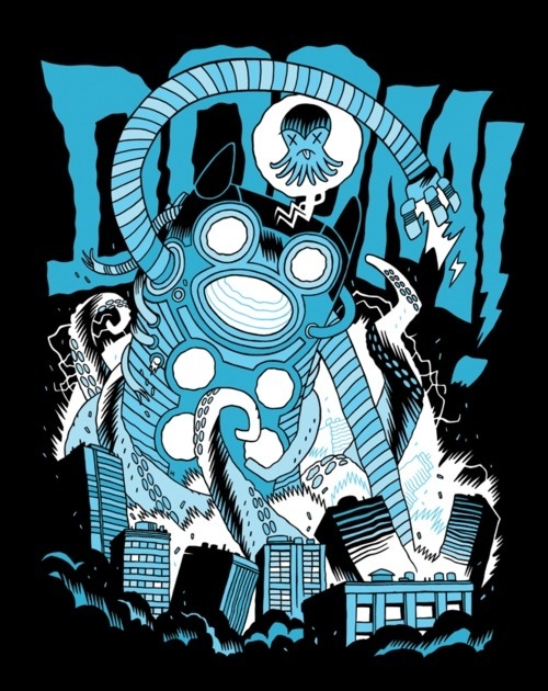 MISTERHIPP #wahite #city #black #illustration #monster #blue