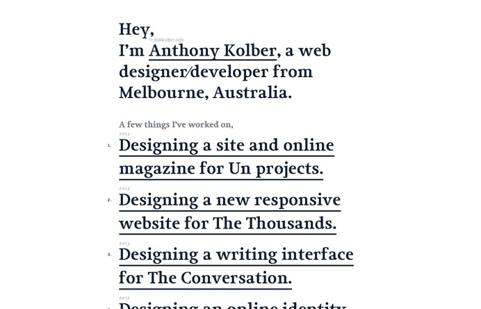 Inspiration N°262 : Anthony Kolber — #inspirations #website #webdesign