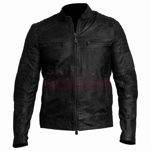 Mens Vintage Moto Biker Cafe Racer 1 Real Leather Jacket