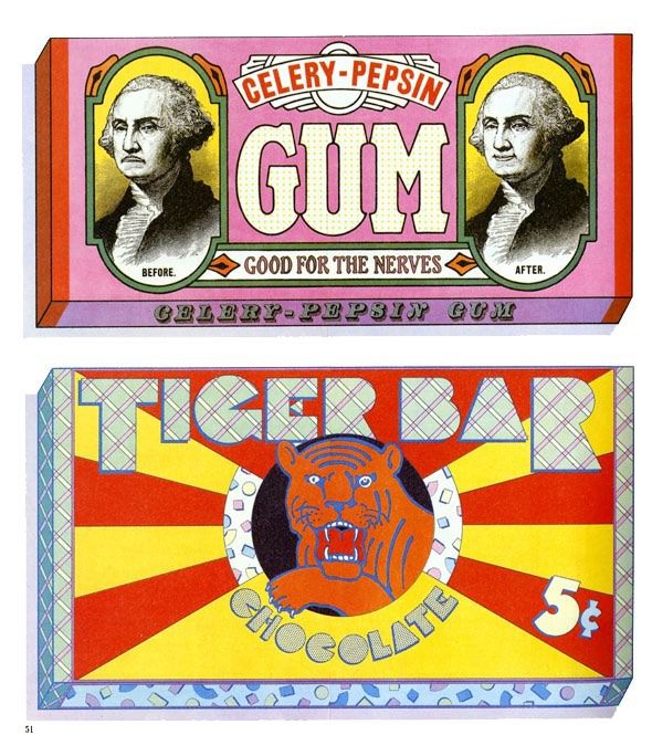Seymour Chwast & Milton Glaser, packaging designs for real products, made for the arty magazine Audience, 1971-73. USA.