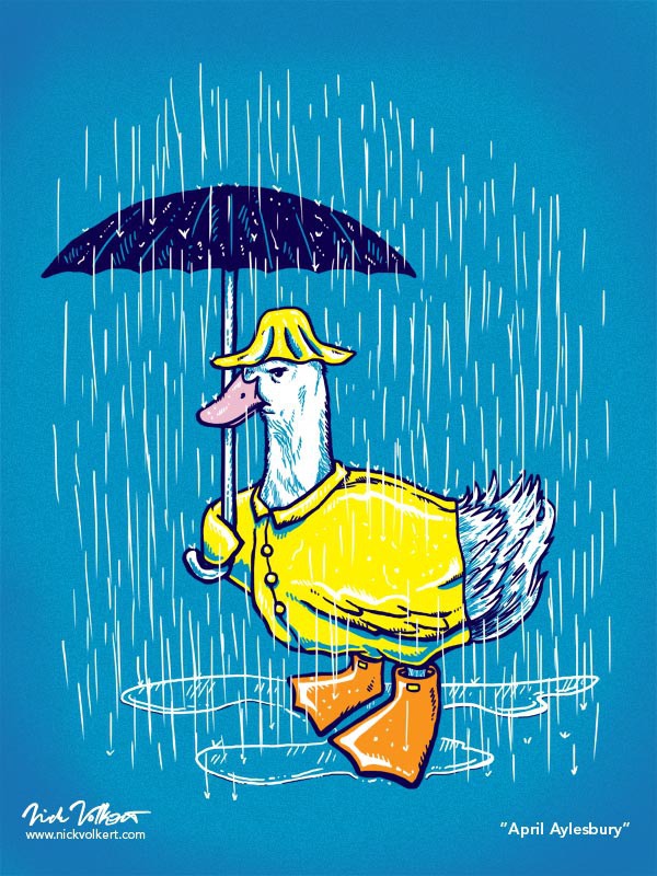 Not everyone enjoys the rain, even thouse built for water. #april #aylesbury #duck #annoyed #illustration #raining #rain #raincoat #spring