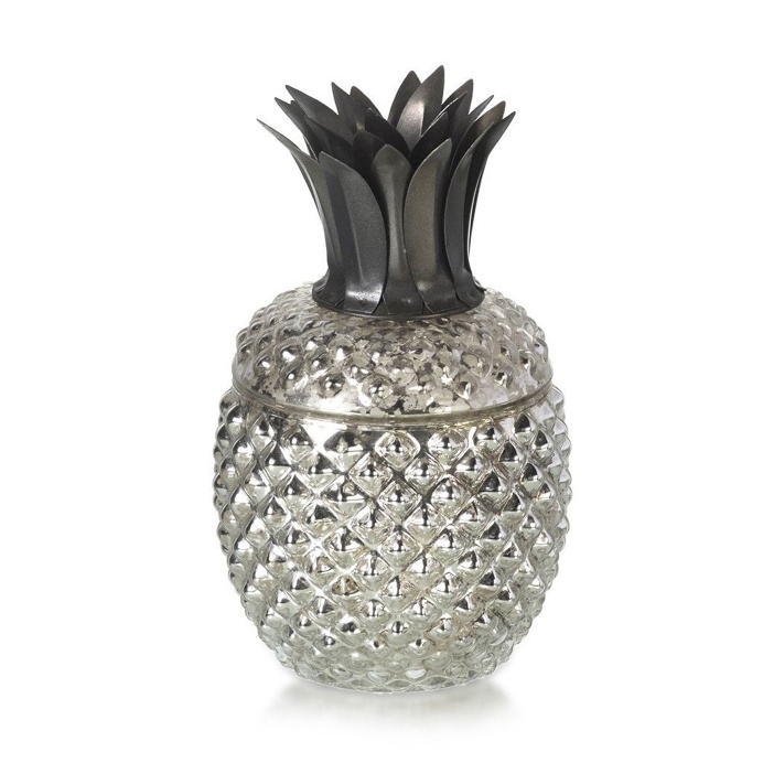 Jar Pineapple Glass Silver 18cm x 10.5cm