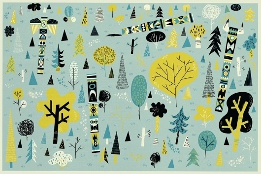 Totem Forest : Jared Chapman #chris #chapman #design #illustration #trees #green