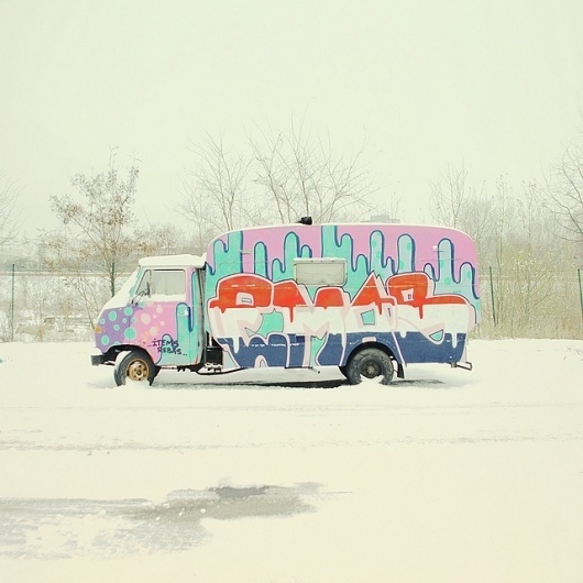 Untitled | Flickr - Photo Sharing! #truck #graffiti #van #retro #snow #germany #colors #tag #vintage