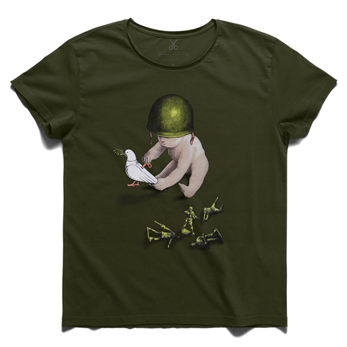 #ren fred#green#tee#tshirt#pawel#kuczynski #peace#war#baby#pigeon#zlata