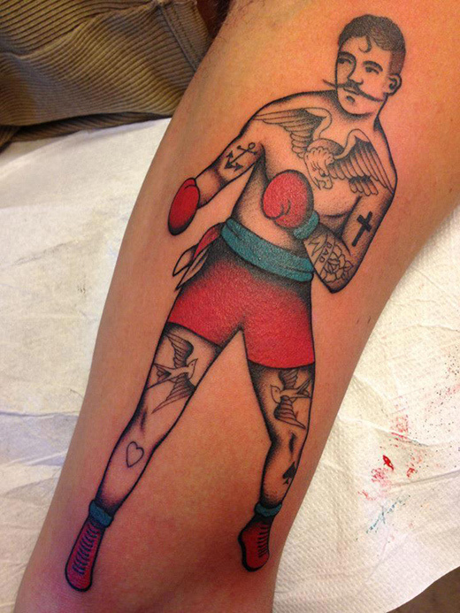 Tattoo Inspiration: Stizzo #tattoo #boxer #traditional #moustache