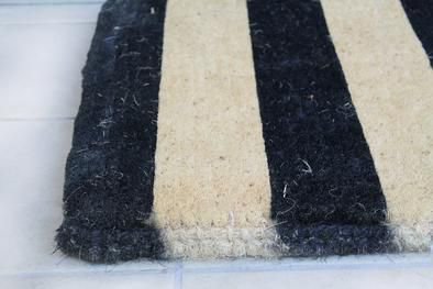 Warrick Stripe Monogrammed Coir Double DoorMat - Durable and beautiful, this mat keeps shoes clean to protect your floors from mud, dirt and grime. Product Dimensions is - 24” x 57” x 1.5”. Visit our store for the detailed information @ goo.gl/VV8FzV
