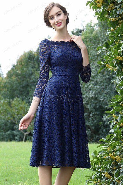 eDressit Long Sleeves Blue Lace Mother of the Bride Dress (26170205)