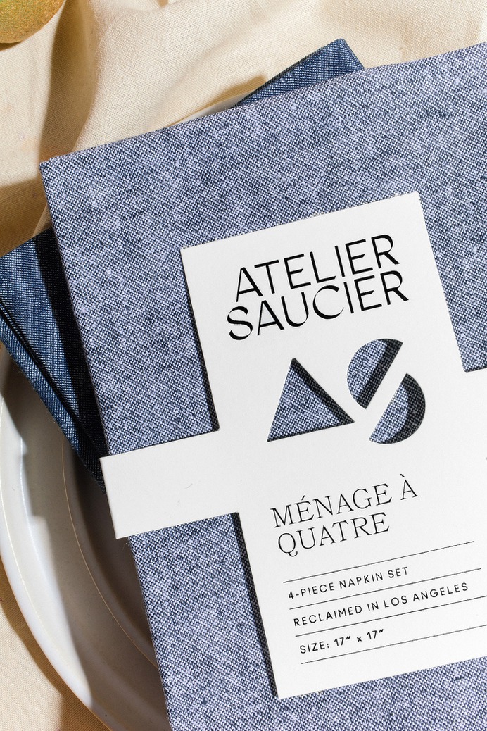 Atelier Saucier Branding - Mindsparkle Mag Nice People designed the branding for Atelier Saucier – an energetic, modern, and playful brand, supporting restaurants and home entertaining one napkin at a time. #logo #packaging #identity #branding #design #color #photography #graphic #design #gallery #blog #project #mindsparkle #mag #beautiful #portfolio #designer