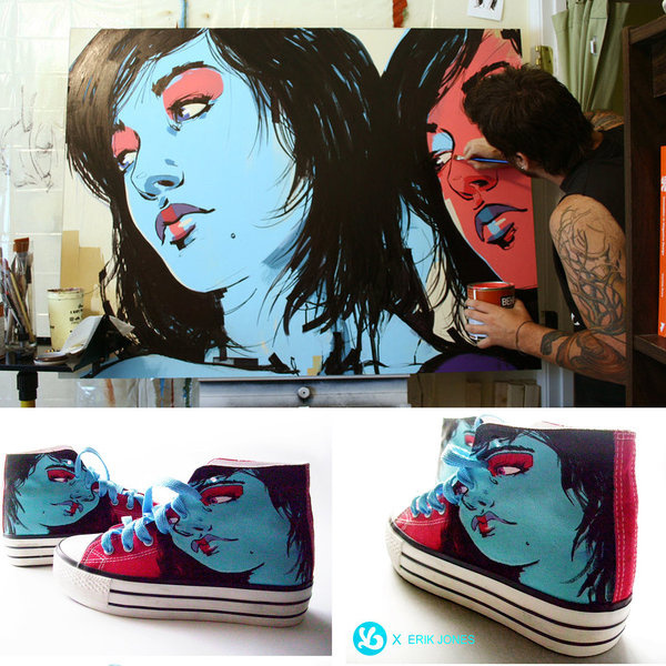 Girlz on Shoes by theirison on deviantART #girl #graphic #converse #blue #face