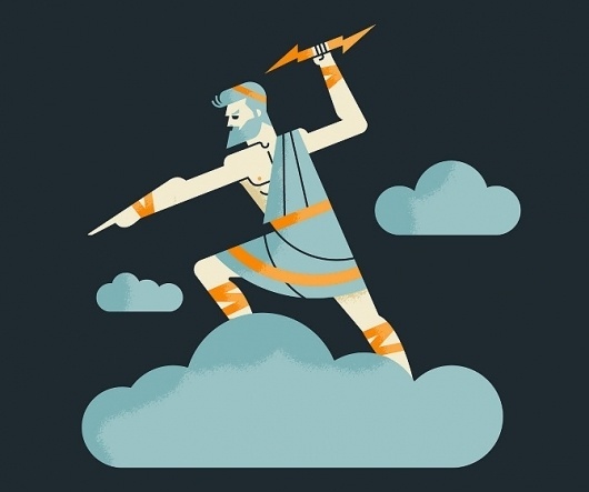 Luke Bott #cloud #illustration #lightning #bolt #zeus