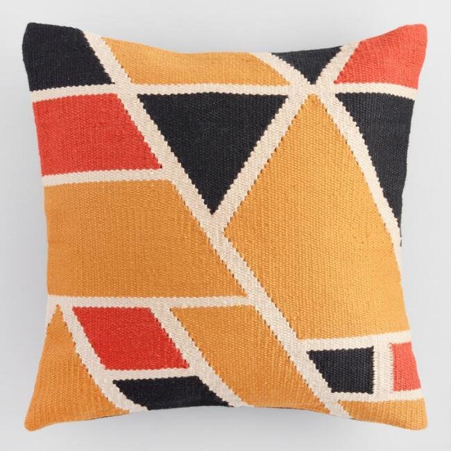 World Market Warm Geometric Woven Indoor Outdoor Throw Pillow by Cost Plus World Market - Dwell