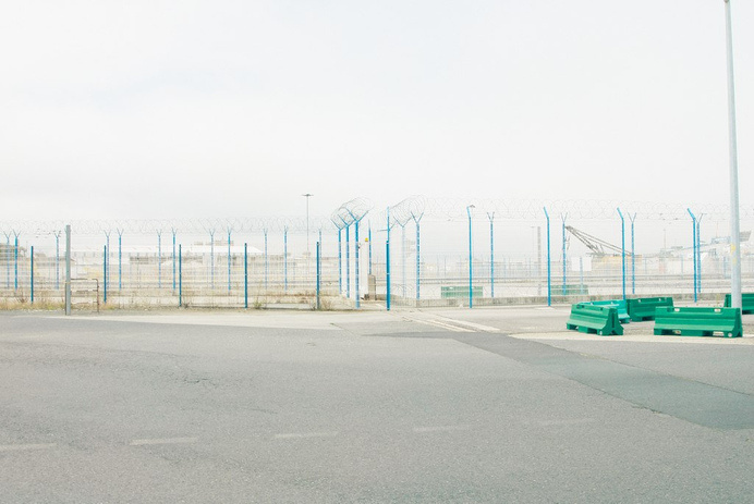ferry, terminal, fence, concrete, landscape, minimal, boring, still, pastel, blue #concrete #fence #boring #landscape #terminal #ferry #minimal #blue #still #pastel