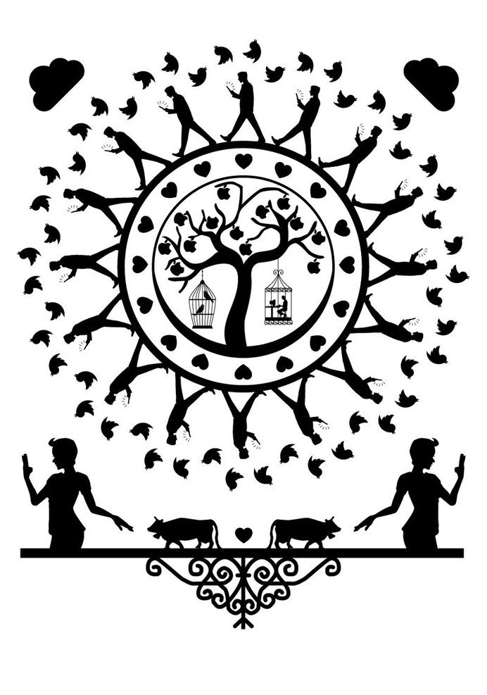 Swiss-style paper cut illustration with a twist. #cut #paper #illustration