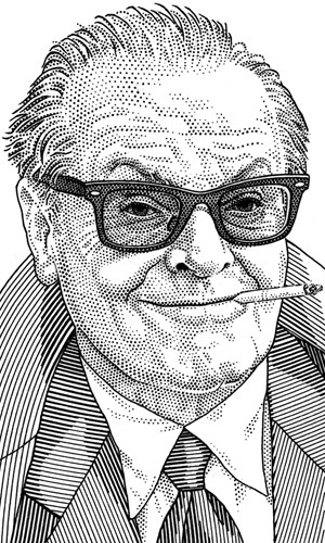 hedcut stipple pen and ink pointillism