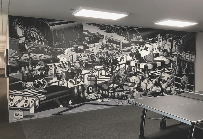 Outstanding murals by Dave Arcade - DISNEY ANIMATION STUDIOS + SPORTS MURAL