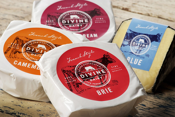 Divine Dairy #dairy #cheese #packaging #label #wrapper #brie