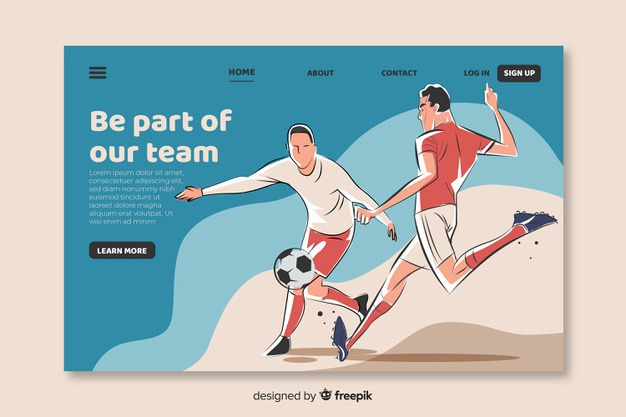 Hand drawn soccer landing page template Free Vector