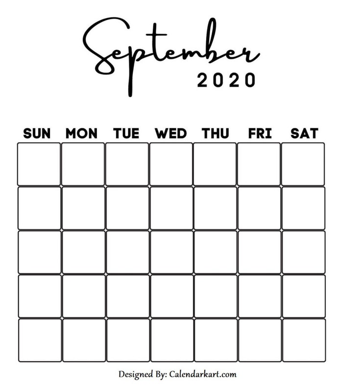 September 2020 Blank Calendar Template