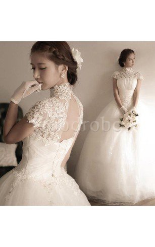 Robe de mariée distinguee naturel modeste de traîne courte trou de serrure