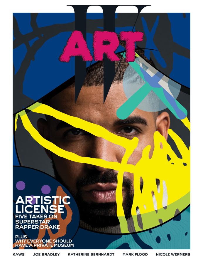Drake: View From the Five Kaws W Magazine Cover Illustration