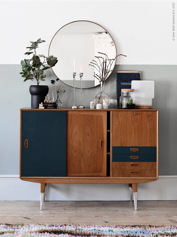 IKEA graphic minimalistic shapes and vintage furniture