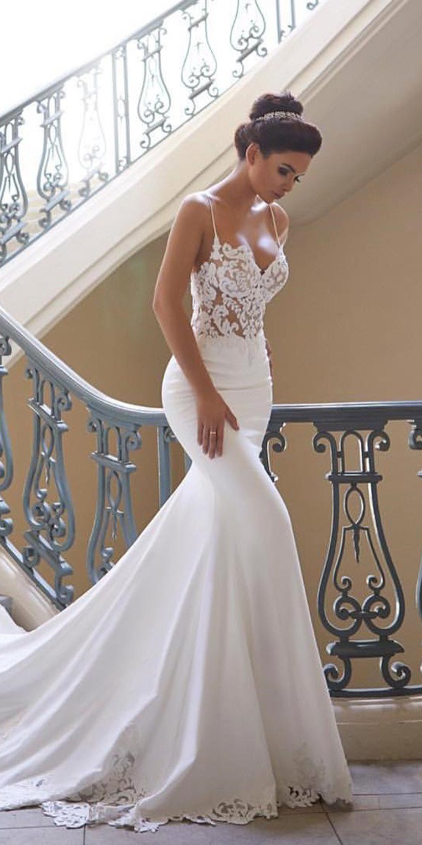 Mermaid wedding dresses are quite popular among brides. This kind of bridal dress draws attention to the bust, waist, and hips.