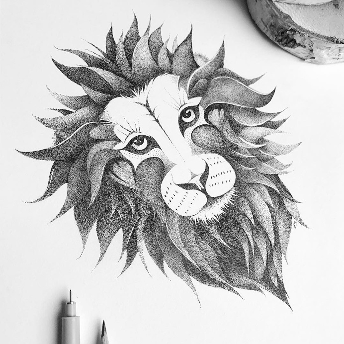 THE LION Artist: Johann Lucchini #lion #illustration #drawing #ink #blackandwhite