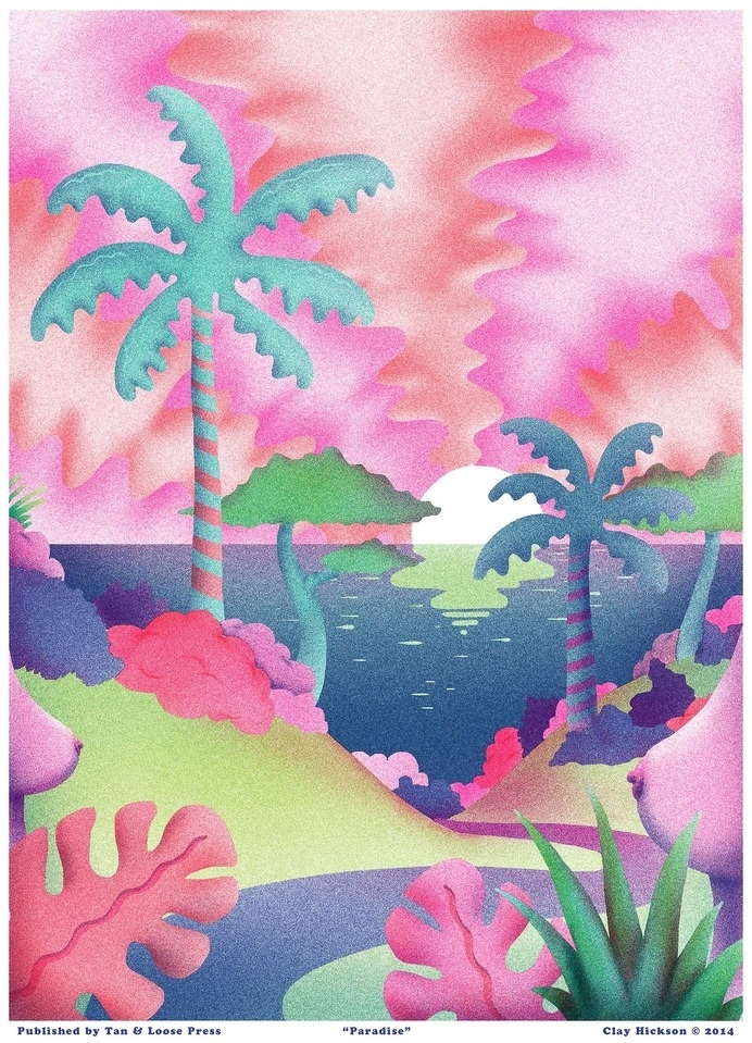 My new offset print now available in the Tan & Loose Shop tan-n-loose: Paradise 5 Color Offset Poster 12" x 16" Printed on Matte Cardst #illustration