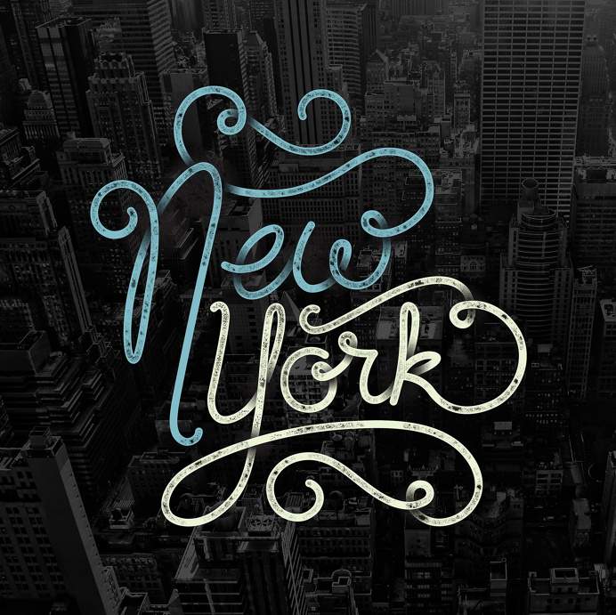 New York, type, hand lettering, city