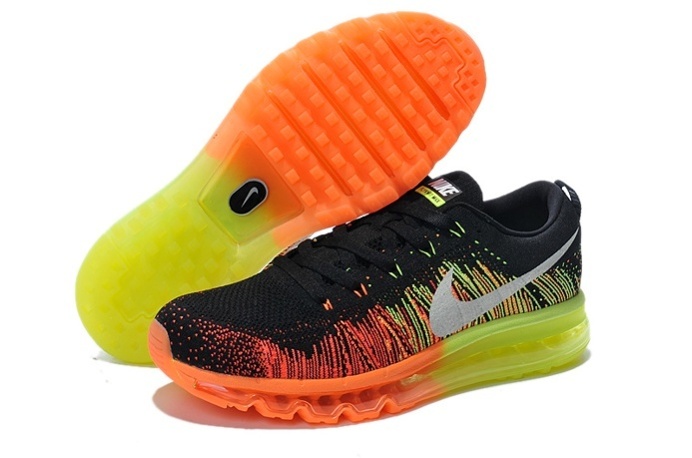 Nike Air Max Mens Shoes Flyknit Orange Silver