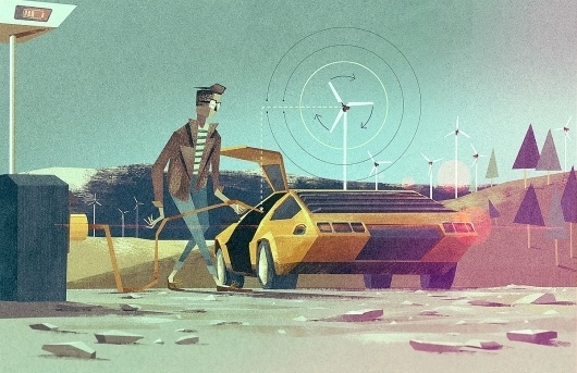 windfarm | Matthew Lyons #illustration #retro #minimalistic