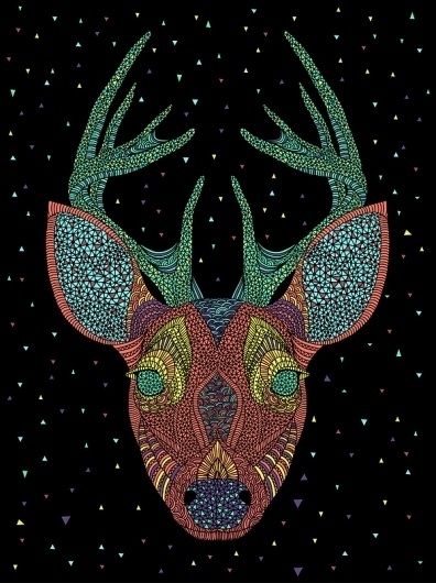 Intergalactic Animals on the Behance Network #deer #illustration #face #poster