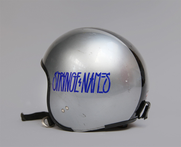 Strawberry Militia | In Full Effect #lettering #ticker #helmet #blue #sticker #hand #grey