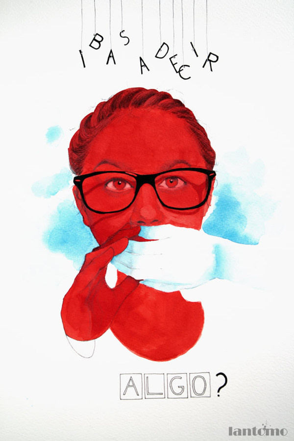 Design You Trust #glasses #white #red #illustration #painting #blue #face #hand #watercolor