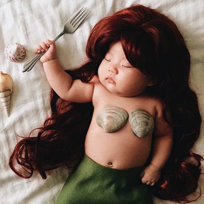 Laura Izumikawa Dresses Her Napping Baby in Cosplay Outfits