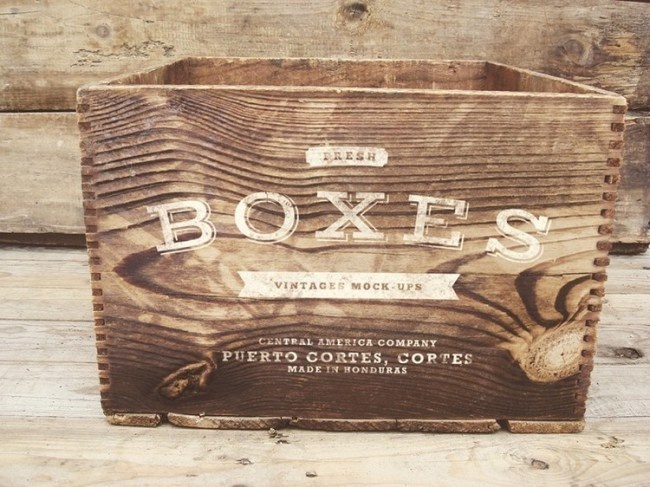 Free Vintage Boxes Mockup #interior #wood #furniture #box