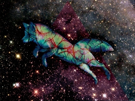 Lou Madhu #abstract #fox #starts #space #digital #art #surreal #collage #cosmic