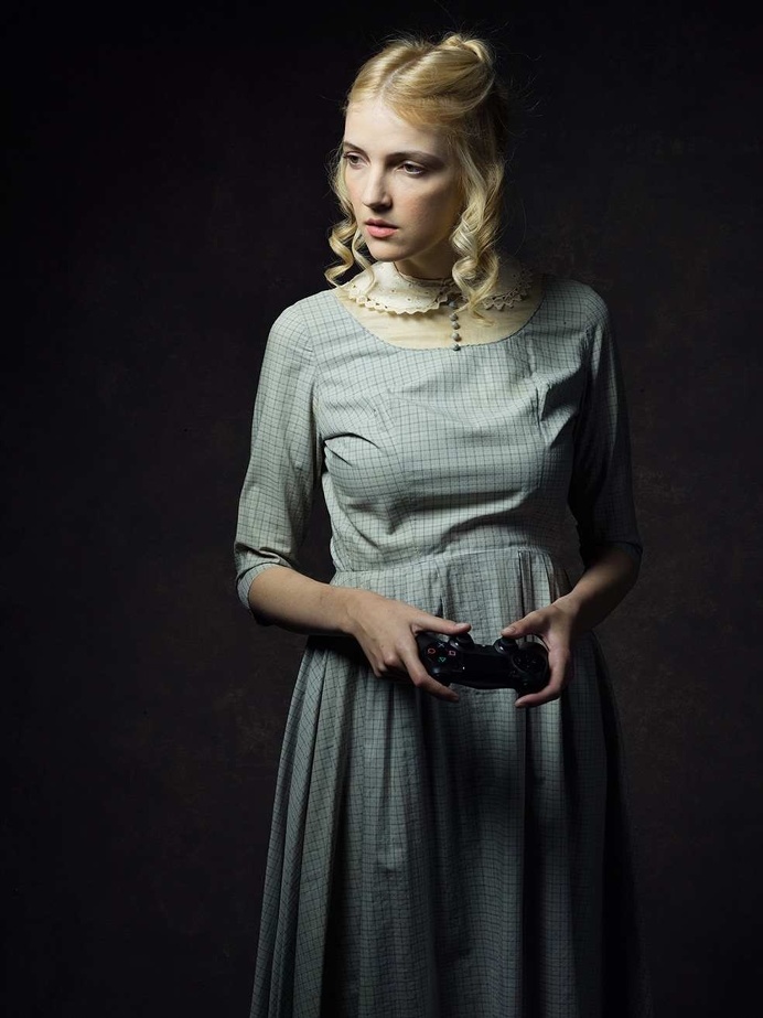 Portraits of 19th Century Characters Posing With 21st Century Technology