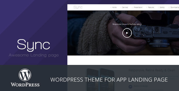 Sync - Mobile App Landing Page WordPress Theme