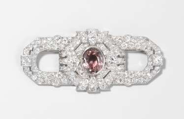 Turmalin-Diamant-Brosche