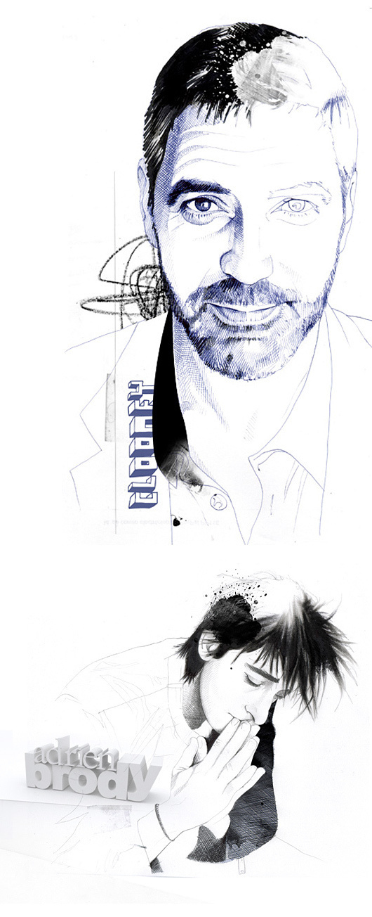 Illustrations by David Despau #watercolors #george #brody #illustration #pen #art #fashion #adrien #clooney