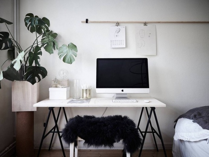 Bedroom, living room and work space in one