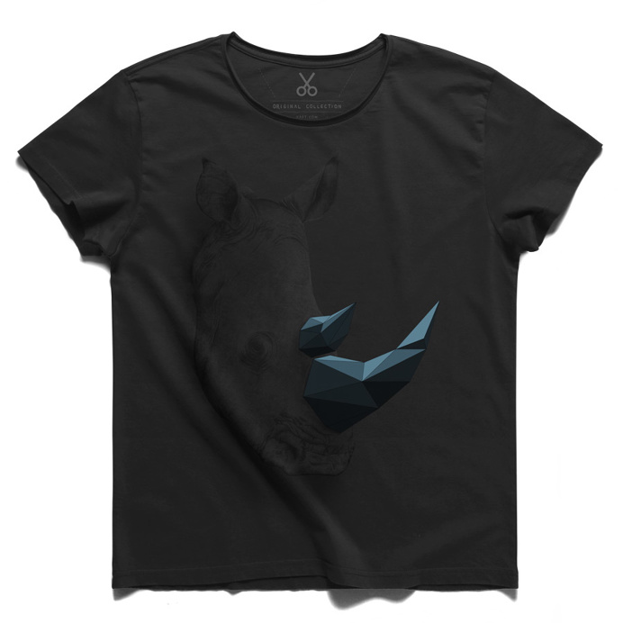 #rhino #gray #tee #tshirt #metamorphosis #darwin #kaanbagci #antler #horn #polygon #drawing
