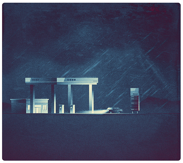 illustration, style, dark, rain