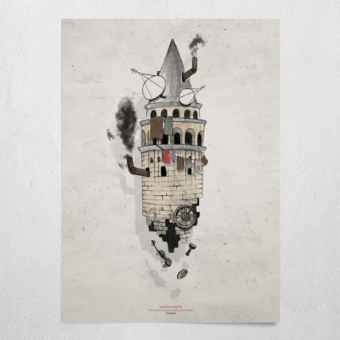 #galata - ghetto #beige #poster #wallart #galata #tower #istanbul #ghetto #aerial #chimney #wheel