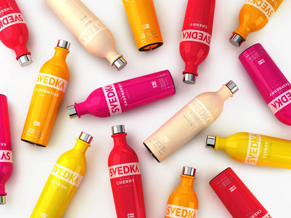 Svedka FlavoredÂ 2013 The Dieline #pink #orange #yellow #red
