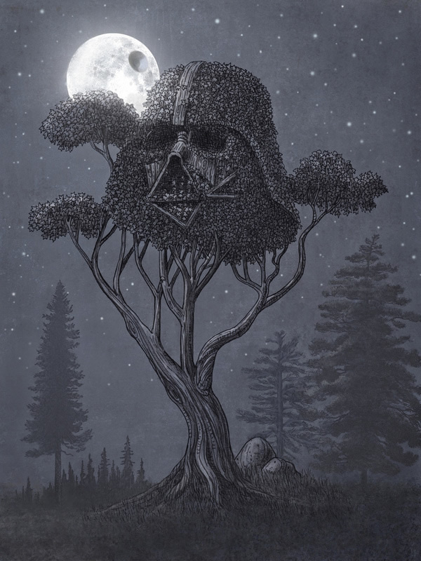 terry fan #darth #illustration #vader #tree