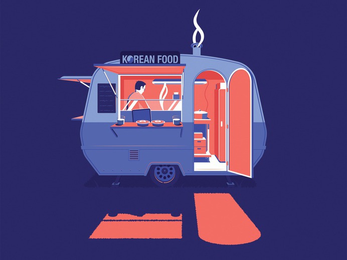 Korean Foodtruck korean night truck illustration amsterdam korea seoul food